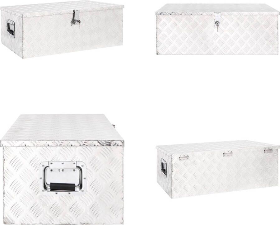 VidaXL Opbergbox 90x47x33-5 cm aluminium zilverkleurig Opbergbox Opbergboxen Gereedschapskist Opbergkist