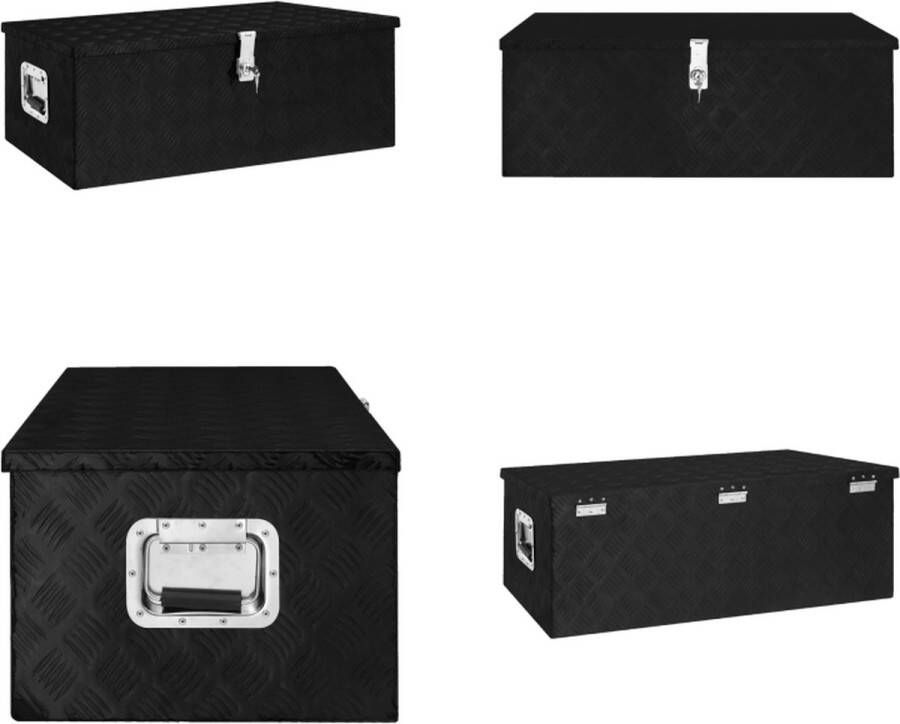 VidaXL Opbergbox 90x47x33-5 cm aluminium zwart Opbergbox Opbergboxen Gereedschapskist Opbergkist