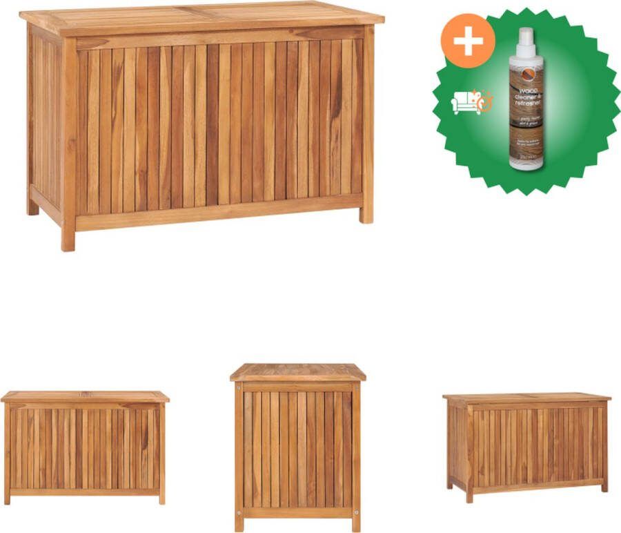 VidaXL Tuinkist Teakhouten Opbergbox 90x50x58 cm PE-voering Opberger Inclusief Houtreiniger en verfrisser