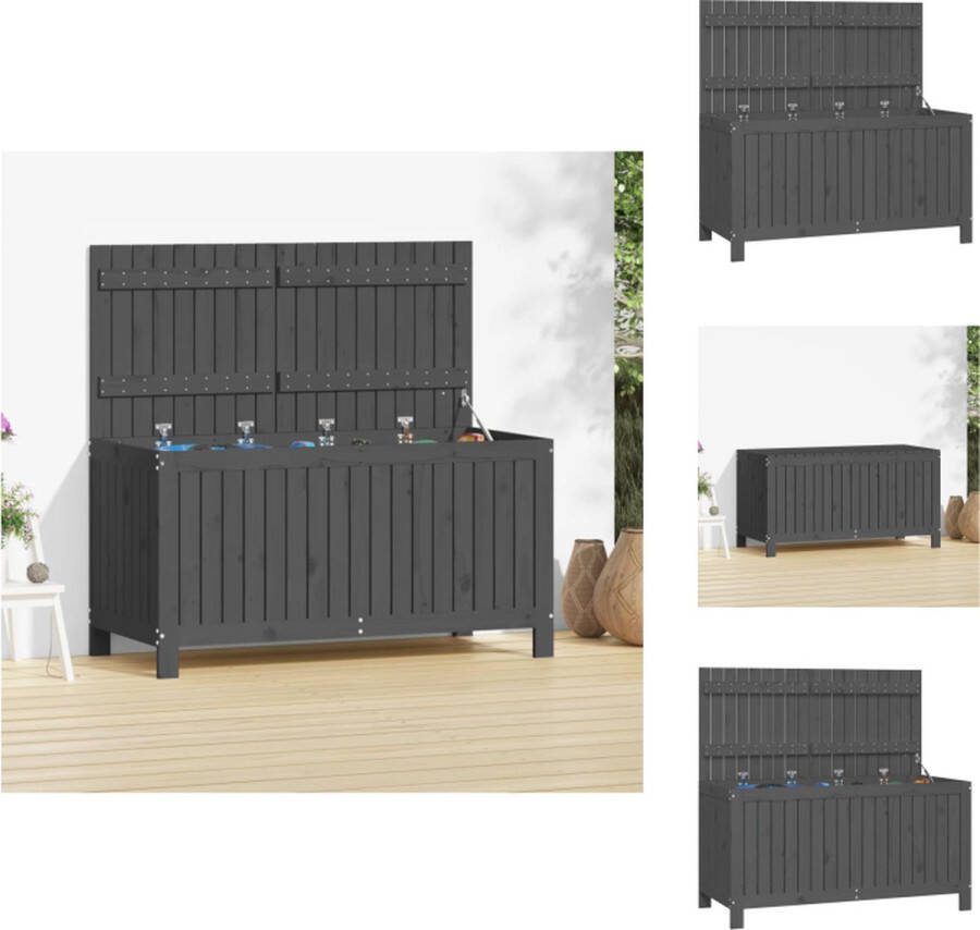 VidaXL Opbergbox Grenenhout 121 x 55 x 64 cm Grijs Opberger