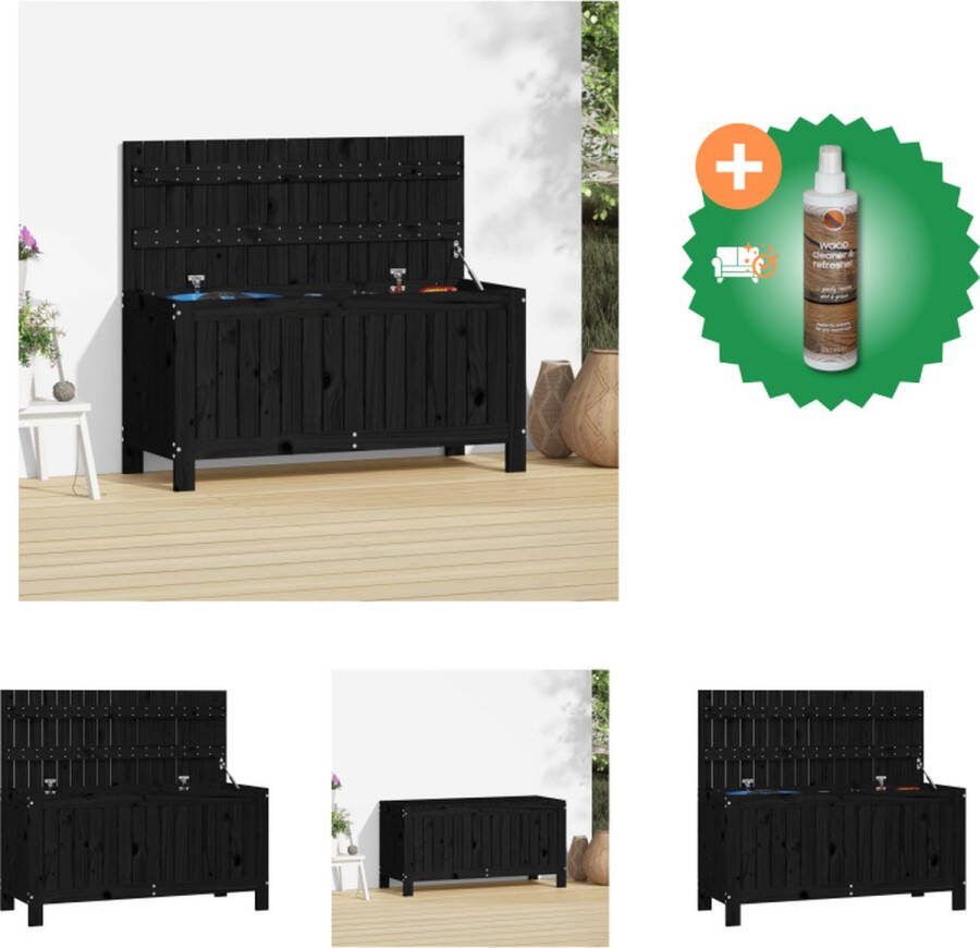 VidaXL Opbergbox Massief grenenhout 108 x 42.5 x 54 cm Zwart Opberger Inclusief Houtreiniger en verfrisser