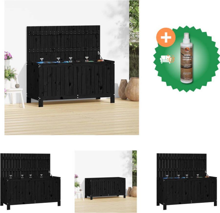VidaXL Opbergbox Massief grenenhout 115 x 49 x 60 cm Zwart Opberger Inclusief Houtreiniger en verfrisser
