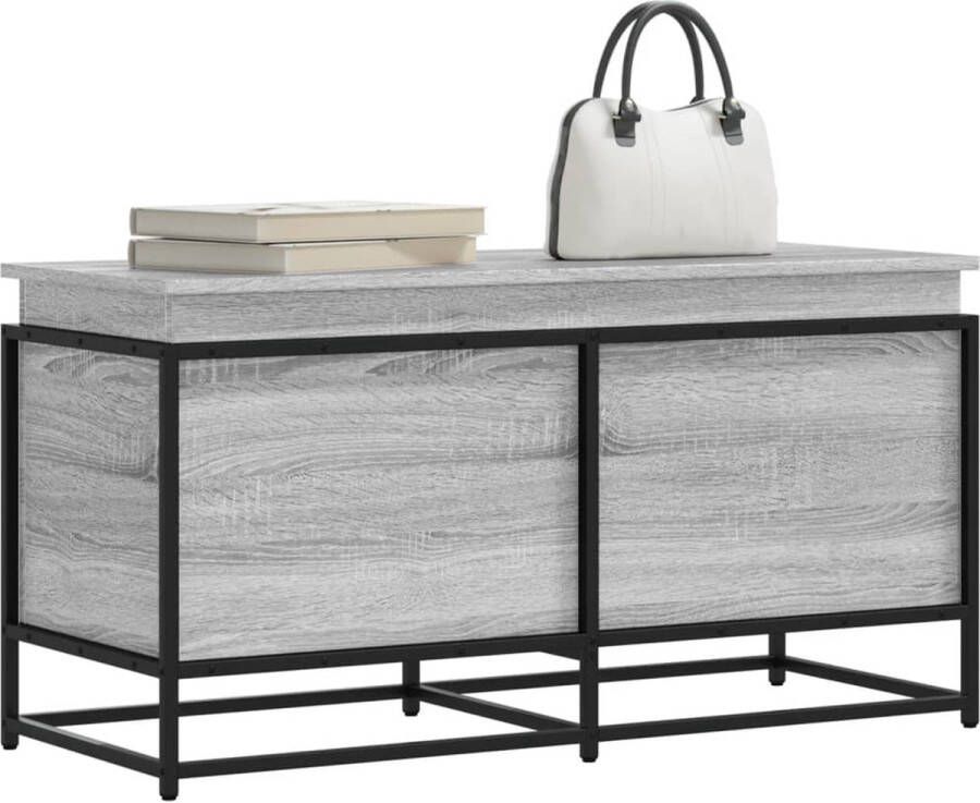 VidaXL Opbergbox met deksel 100x40x51 5 cm bewerkt hout grijs sonoma