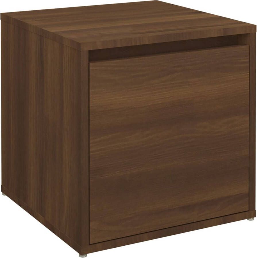 VidaXL -Opbergbox-met-lade-40 5x40x40-cm-bewerkt-hout-bruineikenkleurig