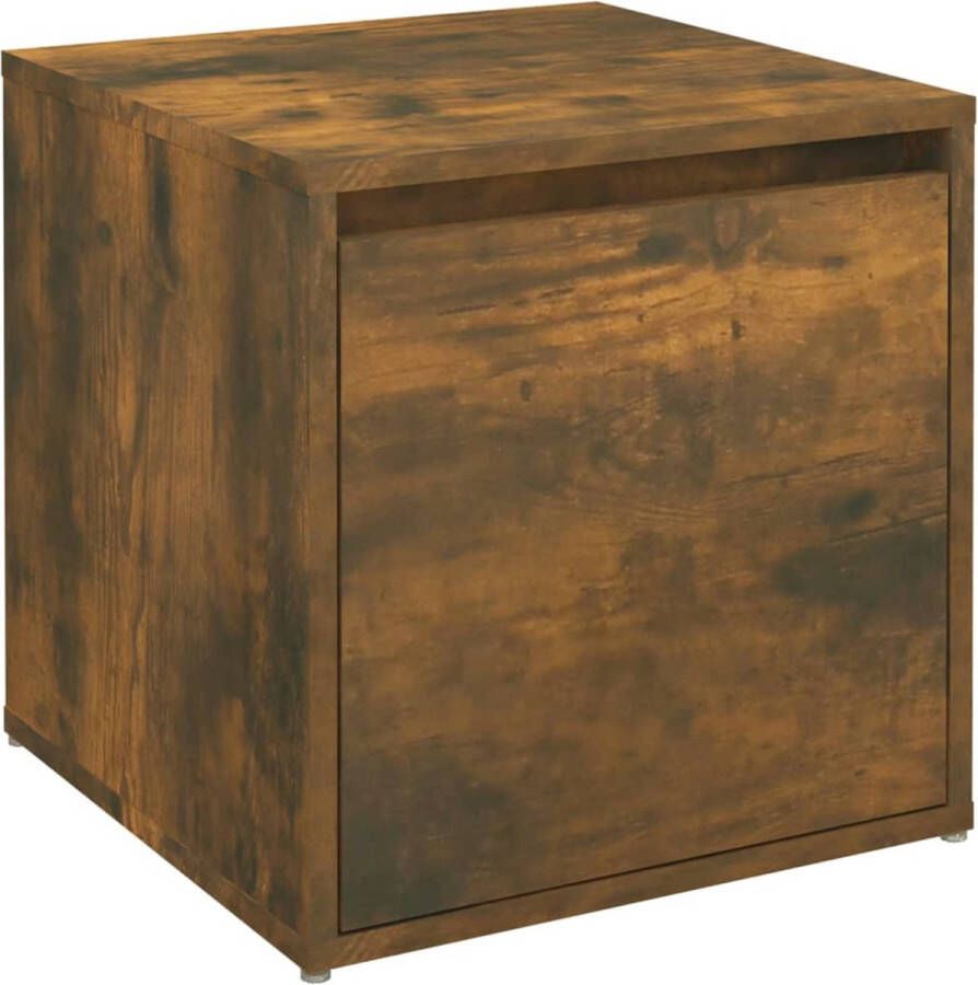 VidaXL -Opbergbox-met-lade-40 5x40x40-cm-bewerkt-hout-gerookt-eiken