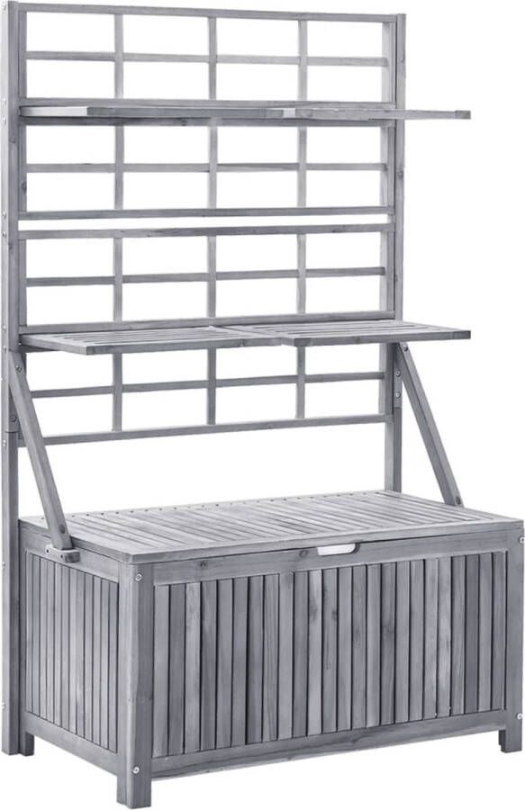 VidaXL -Opbergbox-met-latwerk-99x55x160-cm-massief-acaciahout-grijs