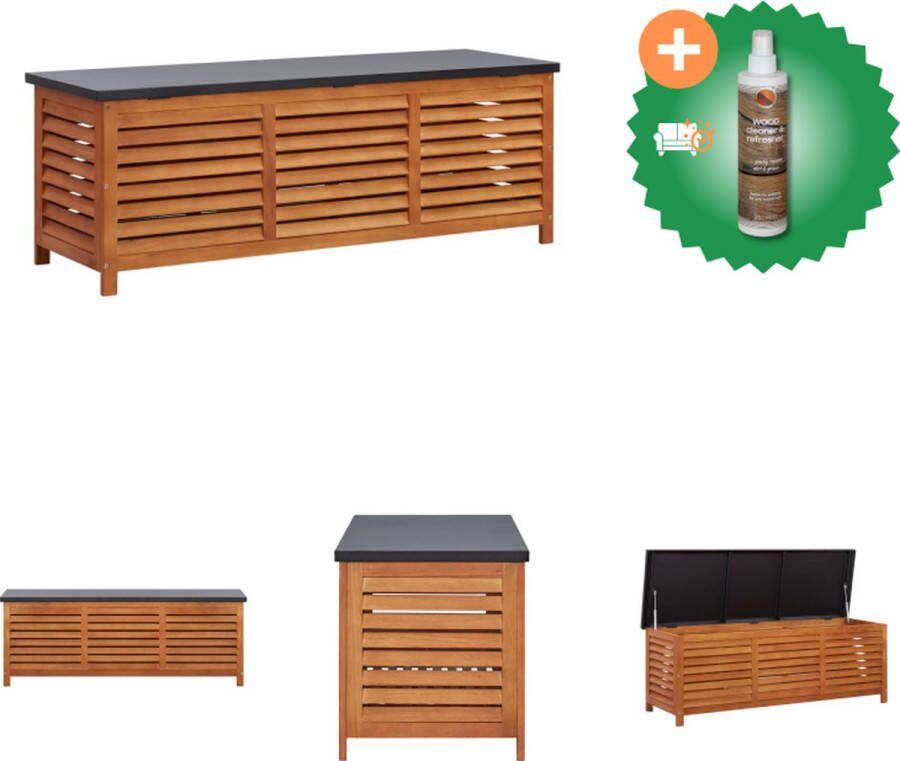 VidaXL Opbergbox Slimme box voor speelgoed en tuinartikelen 150x50x55 cm Metalen blad en eucalyptushout Opberger Inclusief Houtreiniger en verfrisser