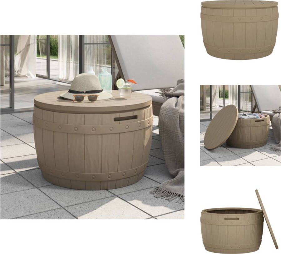 VidaXL Opbergbox Tuin 67.5 x 67.5 x 44 cm Polypropyleen Lichtbruin Opberger