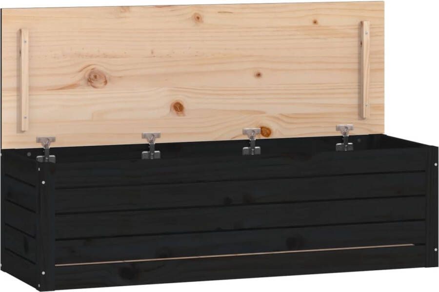 VidaXL -Opbergbox-zwart-109x36 5x33-cm-massief-grenenhout