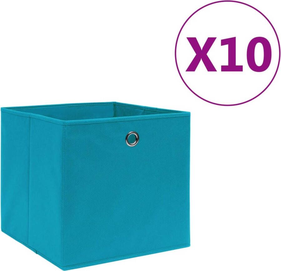 VidaXL -Opbergboxen-10-st-28x28x28-cm-nonwoven-stof-babyblauw