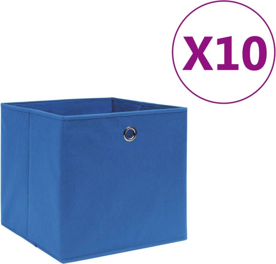 VidaXL -Opbergboxen-10-st-28x28x28-cm-nonwoven-stof-blauw