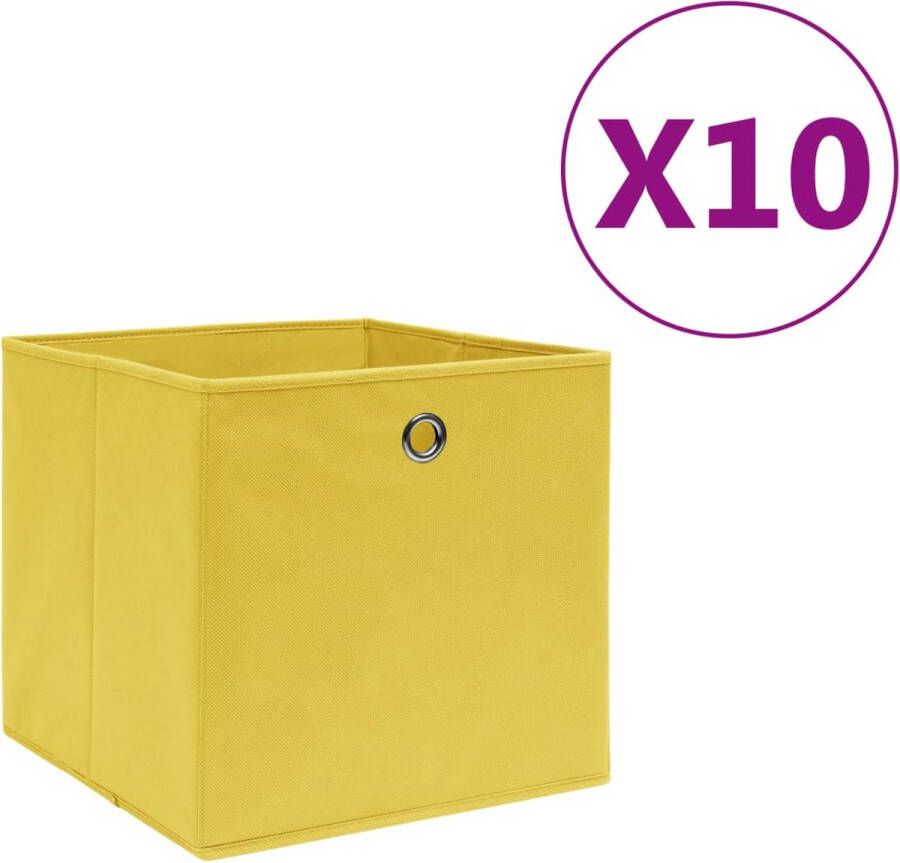 VidaXL -Opbergboxen-10-st-28x28x28-cm-nonwoven-stof-geel