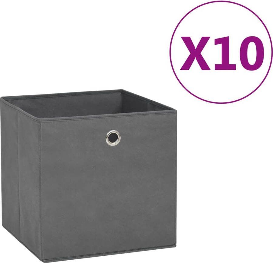 VidaXL -Opbergboxen-10-st-28x28x28-cm-nonwoven-stof-grijs