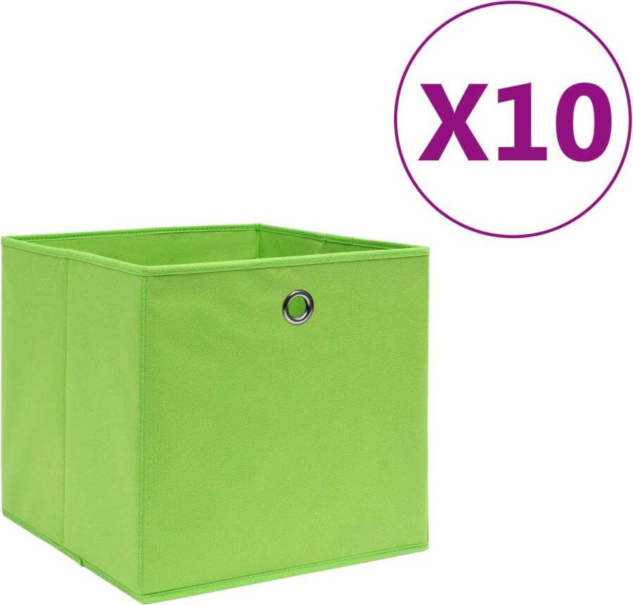 VidaXL -Opbergboxen-10-st-28x28x28-cm-nonwoven-stof-groen