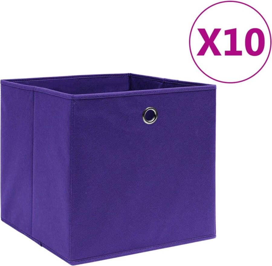 VidaXL Opbergboxen 10 st 28x28x28 cm nonwoven stof paars