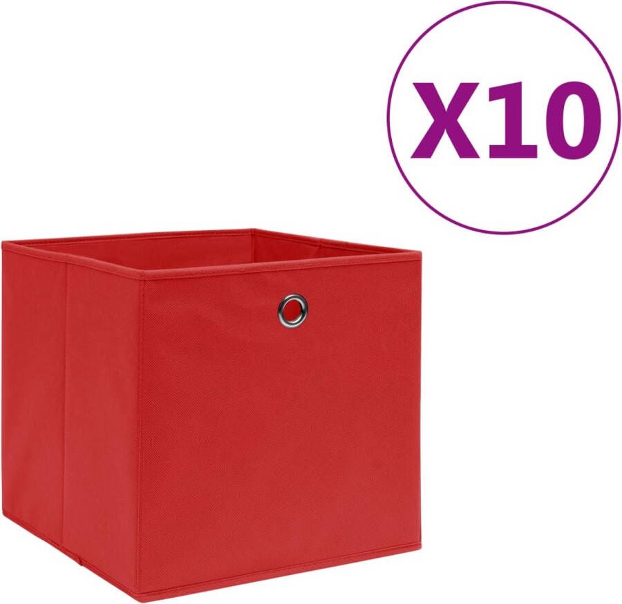 VidaXL -Opbergboxen-10-st-28x28x28-cm-nonwoven-stof-rood