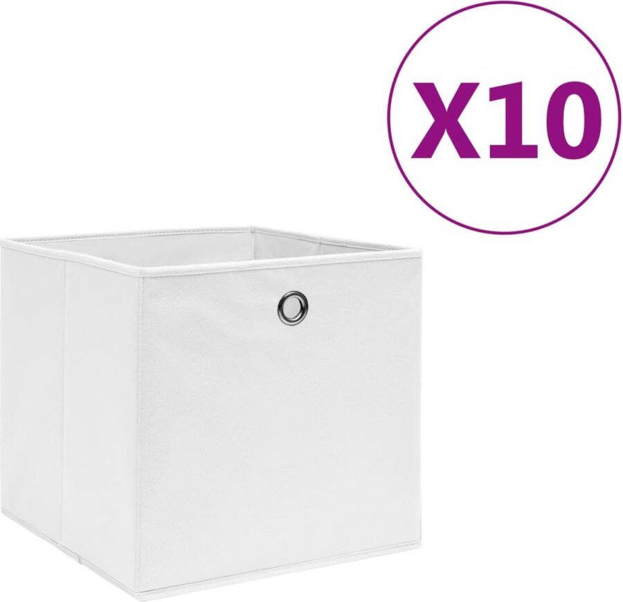 VidaXL -Opbergboxen-10-st-28x28x28-cm-nonwoven-stof-wit