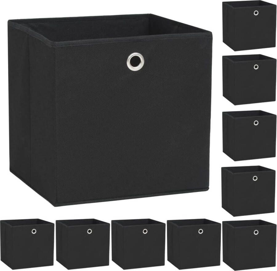 VidaXL Opbergdozen 32x32x32 cm ongeweven stof zwart 10 stuks