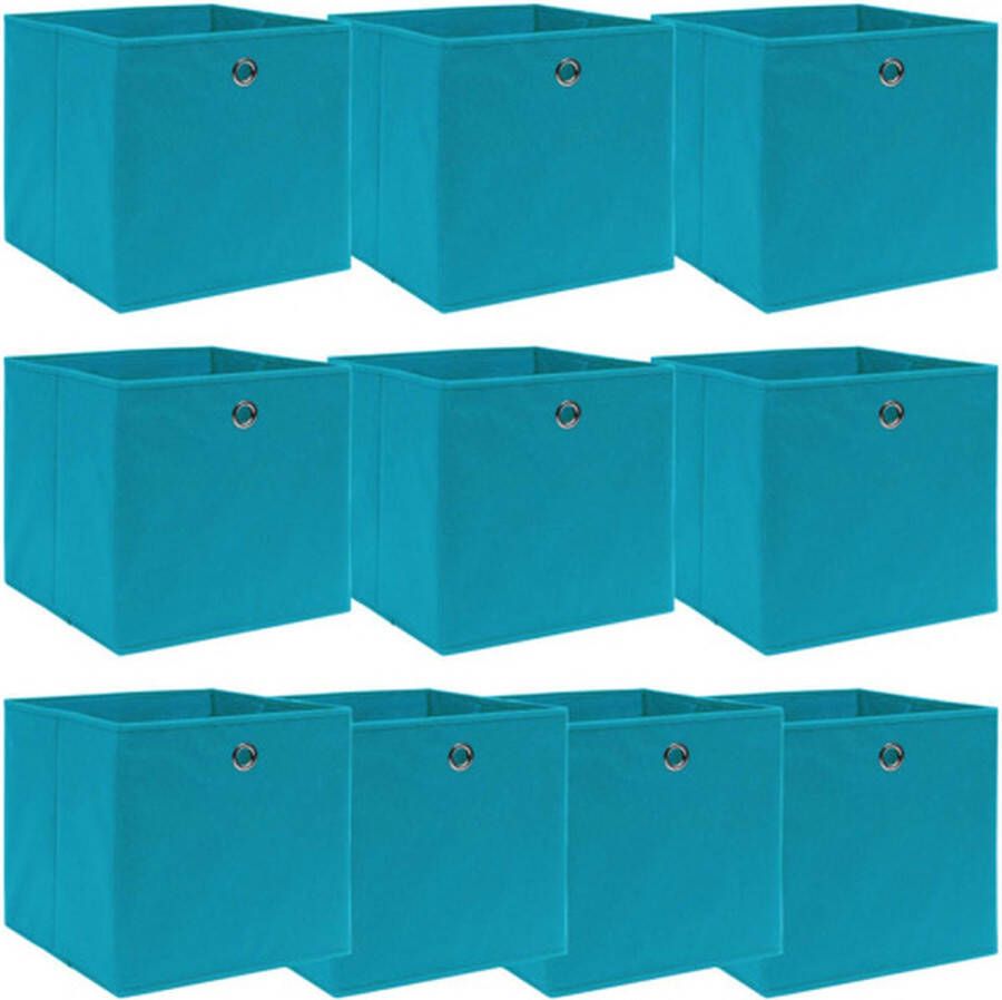 VidaXL -Opbergboxen-10-st-32x32x32-cm-stof-babyblauw