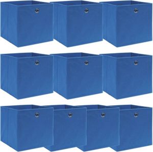 VidaXL Opbergboxen 10 st 32x32x32 cm stof blauw