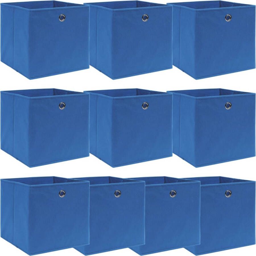 VidaXL -Opbergboxen-10-st-32x32x32-cm-stof-blauw