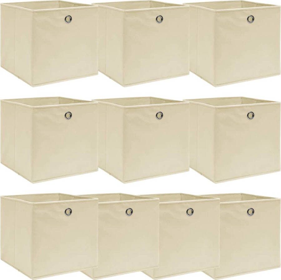 VidaXL -Opbergboxen-10-st-32x32x32-cm-stof-crèmekleurig