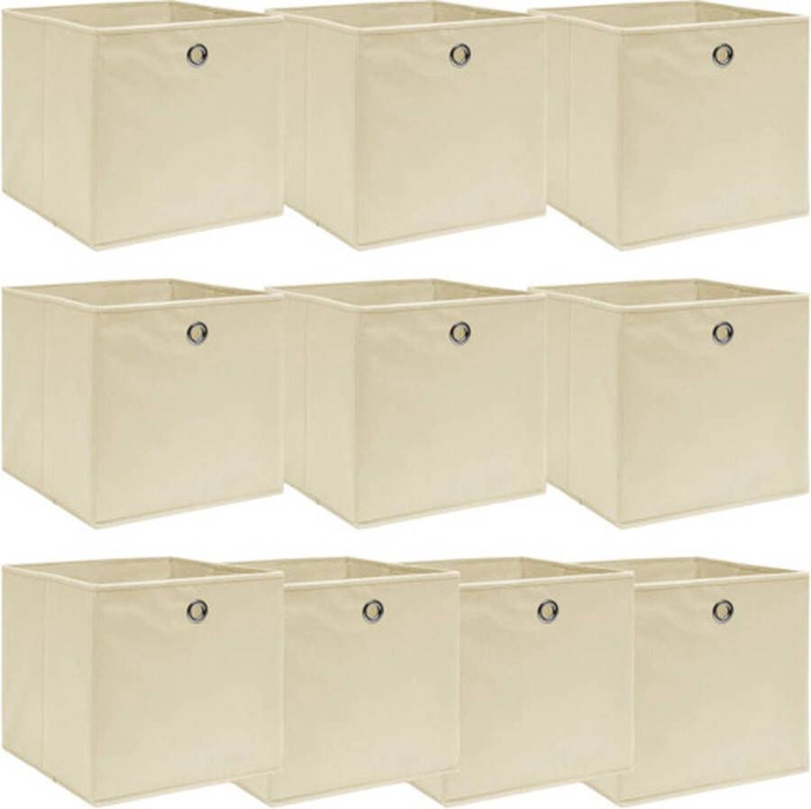 VidaXL -Opbergboxen-10-st-32x32x32-cm-stof-crèmekleurig