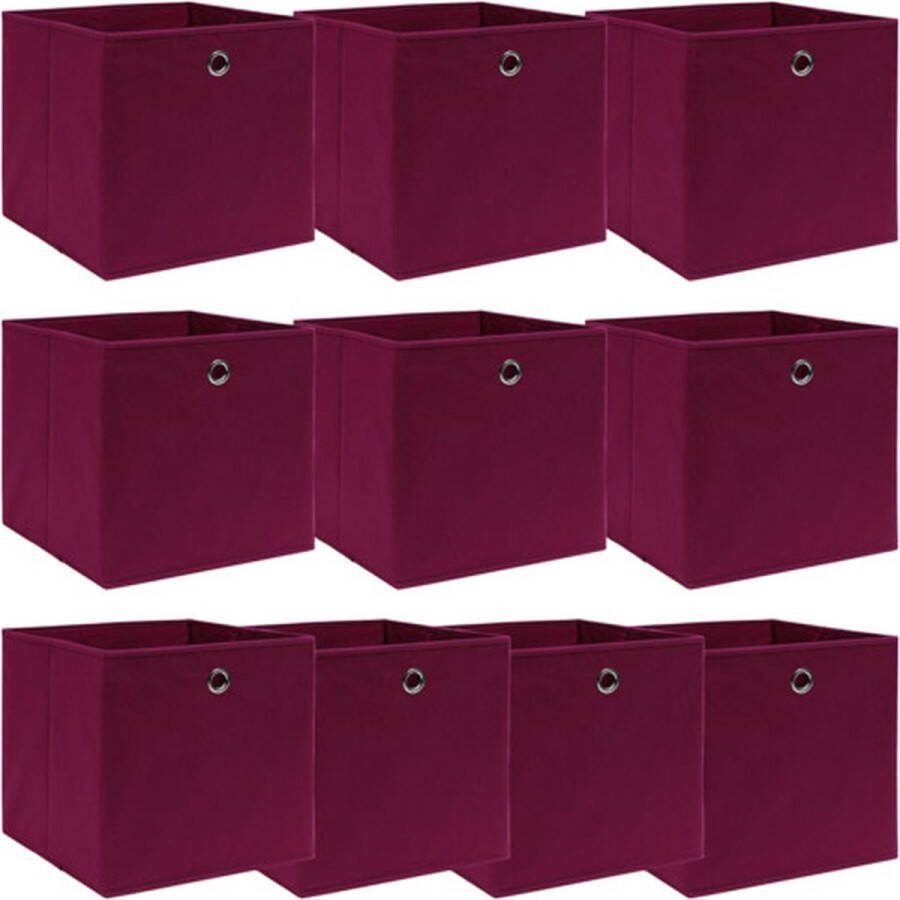 VidaXL -Opbergboxen-10-st-32x32x32-cm-stof-donkerrood