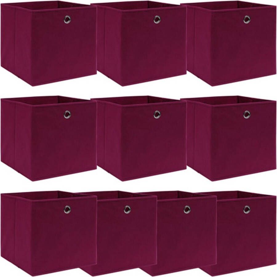 VidaXL -Opbergboxen-10-st-32x32x32-cm-stof-donkerrood