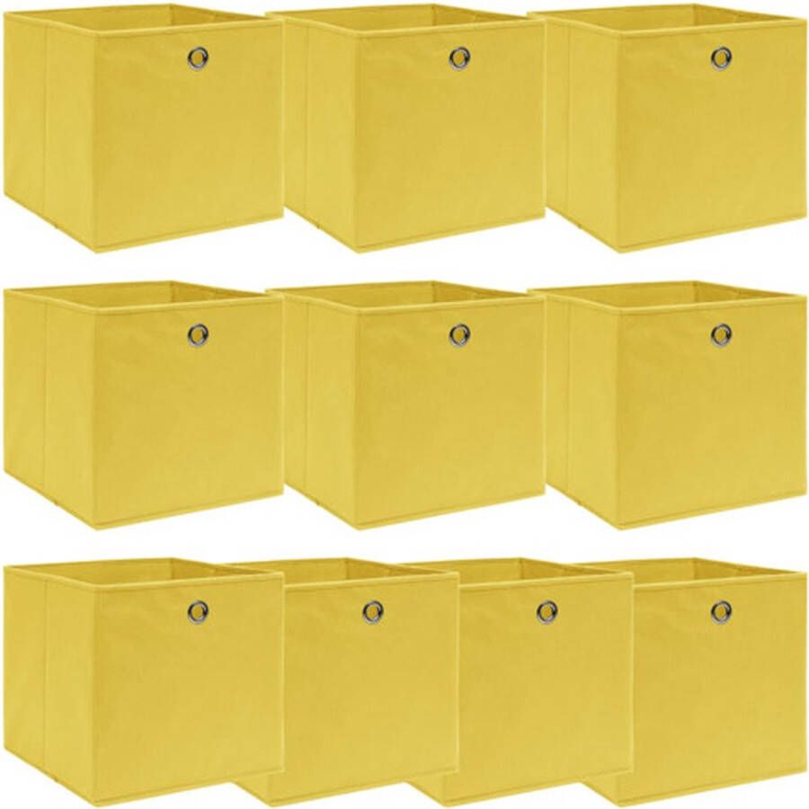 VidaXL -Opbergboxen-10-st-32x32x32-cm-stof-geel