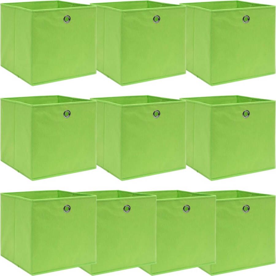 VidaXL -Opbergboxen-10-st-32x32x32-cm-stof-groen