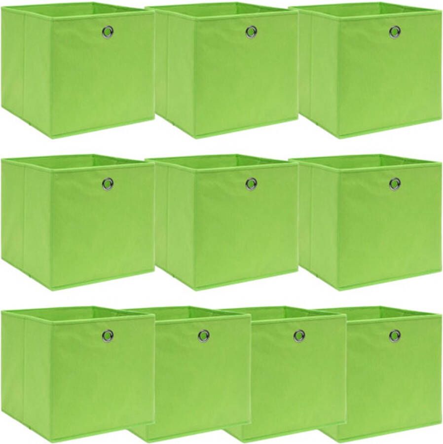 VidaXL -Opbergboxen-10-st-32x32x32-cm-stof-groen