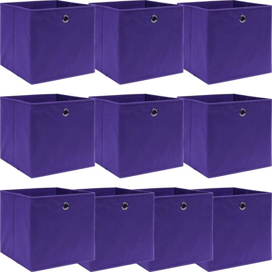 VidaXL -Opbergboxen-10-st-32x32x32-cm-stof-paars