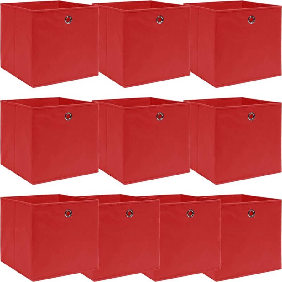 VidaXL -Opbergboxen-10-st-32x32x32-cm-stof-rood