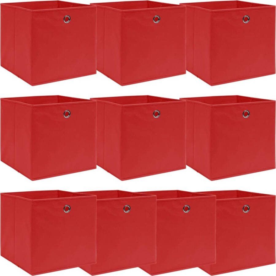 VidaXL -Opbergboxen-10-st-32x32x32-cm-stof-rood