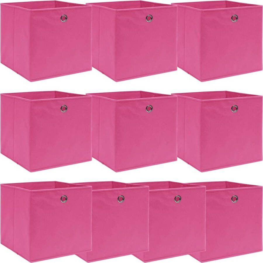 VidaXL -Opbergboxen-10-st-32x32x32-cm-stof-roze