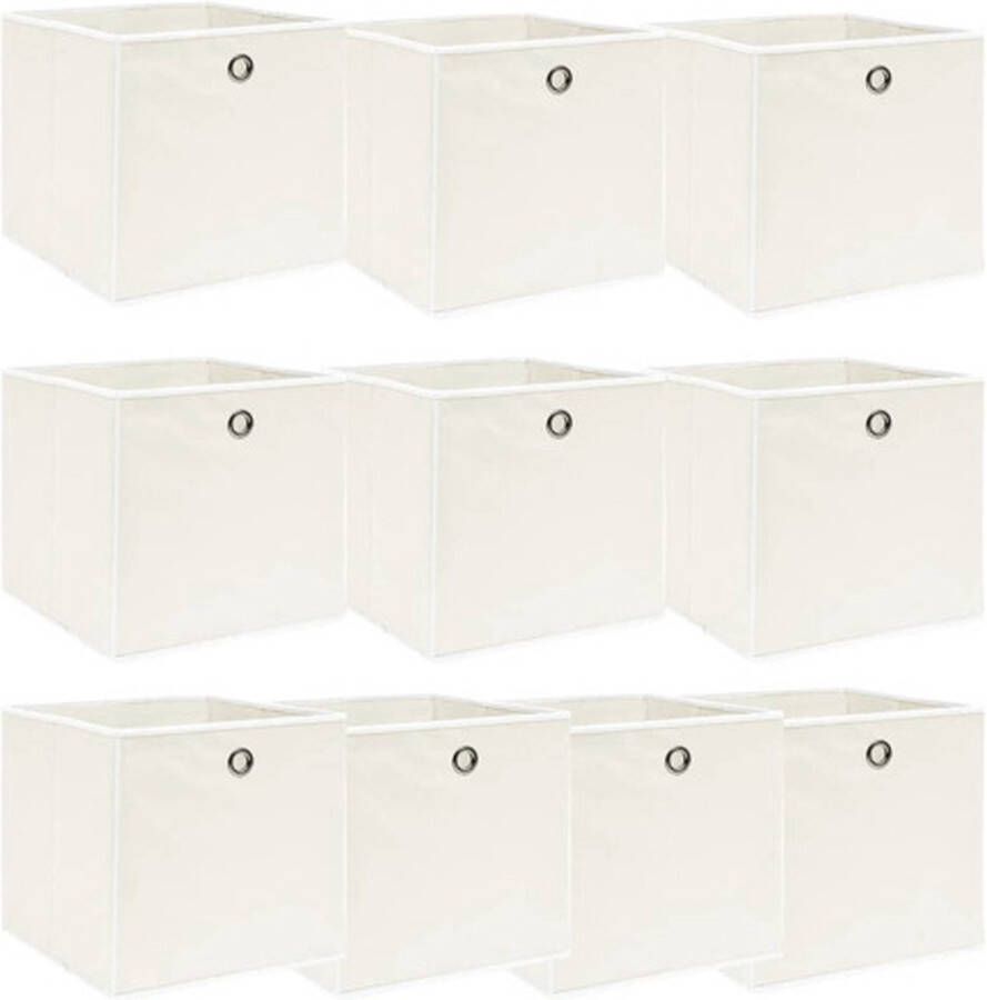 VidaXL -Opbergboxen-10-st-32x32x32-cm-stof-wit