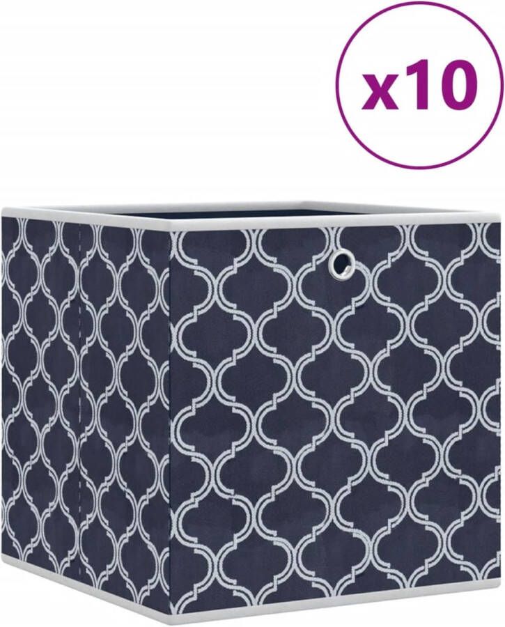 VidaXL Opbergboxen 10 st inklapbaar 32x32x32 cm ongeweven stof blauw