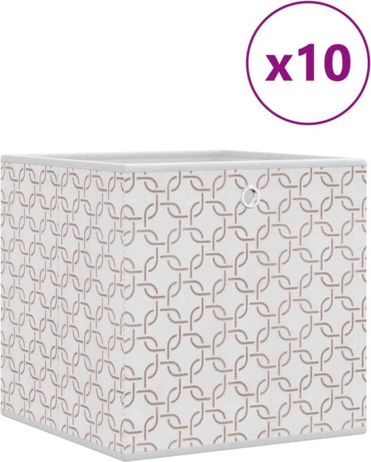 VidaXL Opbergboxen 10 st inklapbaar 32x32x32 cm ongeweven stof crème