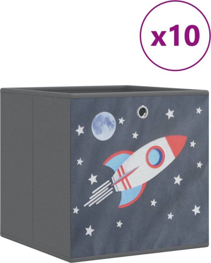 VidaXL Opbergboxen 10 st inklapbaar 32x32x32 cm ongeweven stof grijs
