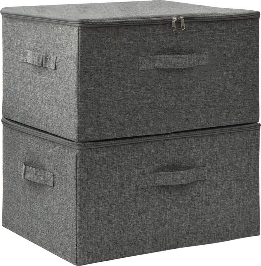 VidaXL -Opbergboxen-2-st-43x34x23-cm-stof-antracietkleurig