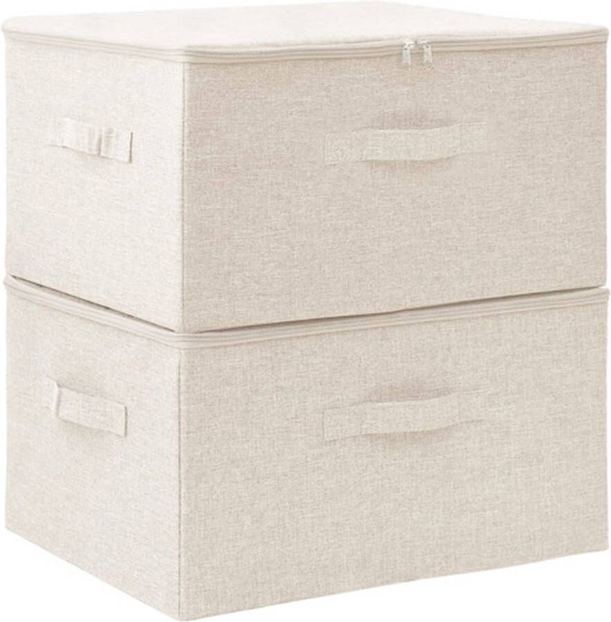 VidaXL -Opbergboxen-2-st-43x34x23-cm-stof-crèmekleurig