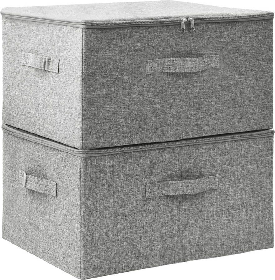 VidaXL -Opbergboxen-2-st-43x34x23-cm-stof-grijs