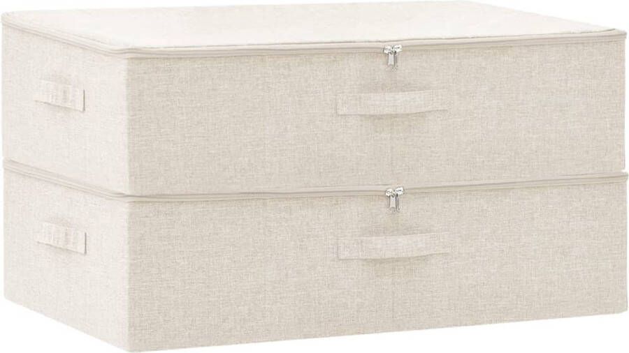 VidaXL -Opbergboxen-2-st-70x40x18-cm-stof-crèmekleurig