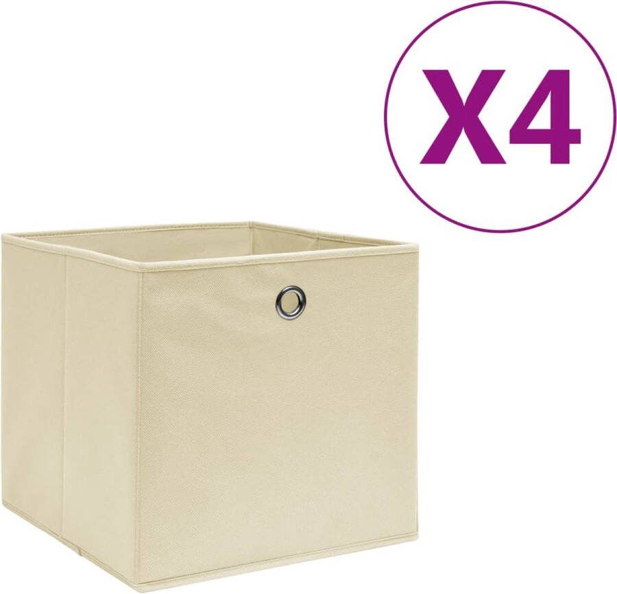 VidaXL -Opbergboxen-10-st-28x28x28-cm-nonwoven-stof-crèmekleurig