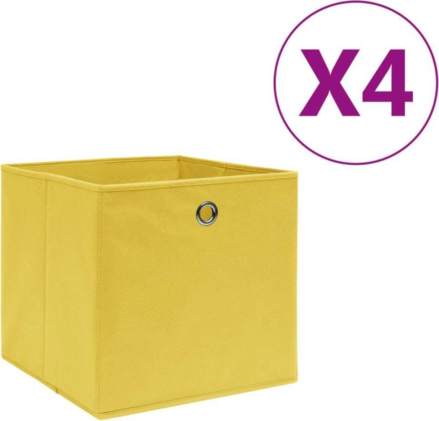 VidaXL -Opbergboxen-10-st-28x28x28-cm-nonwoven-stof-geel