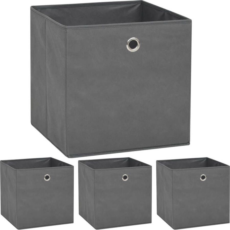 VidaXL Opbergdozen 32x32x32 cm ongeweven stof grijs 4 stuks