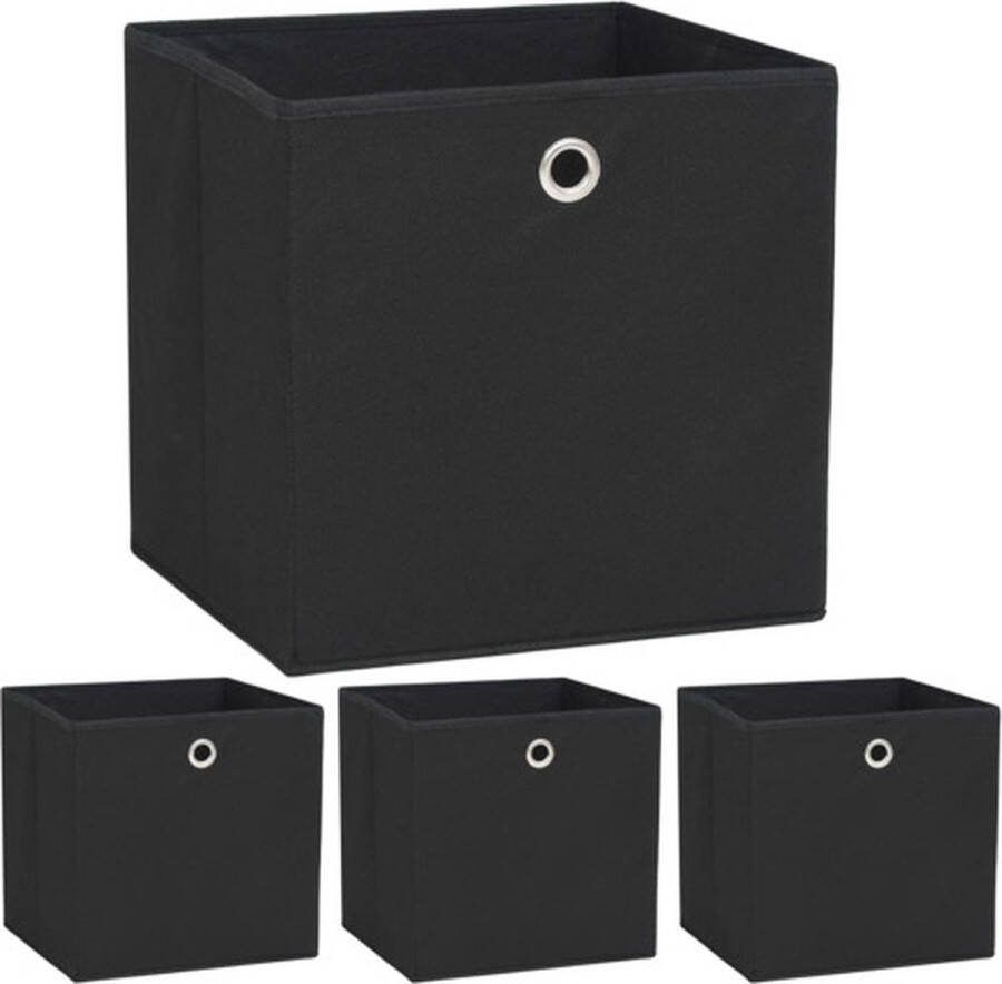 VidaXL -Opbergboxen-4-st-32x32x32-cm-nonwoven-stof-zwart