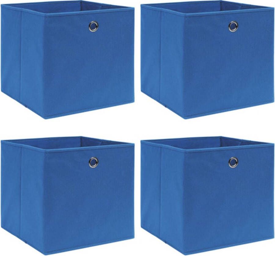VidaXL Opbergboxen 4 st 32x32x32 cm stof blauw