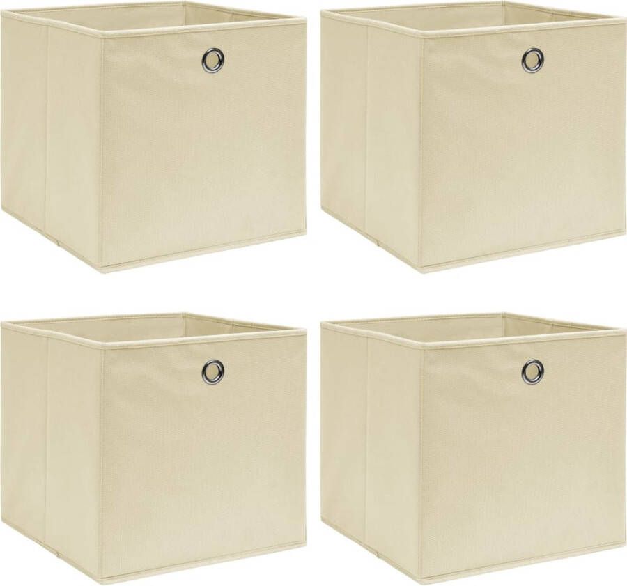 VidaXL -Opbergboxen-4-st-32x32x32-cm-stof-crèmekleurig